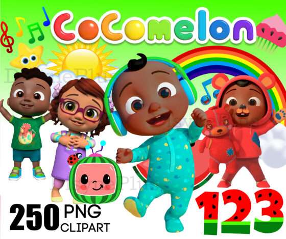 african american cocomelon png clipart with jj watermelon letters
