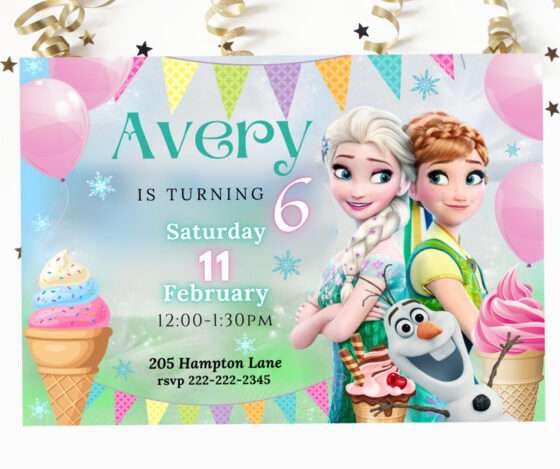 Frozen Ice Cream Birthday Party Invitation