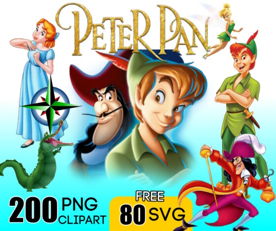 peter pan svg png clipart bundle for birthday